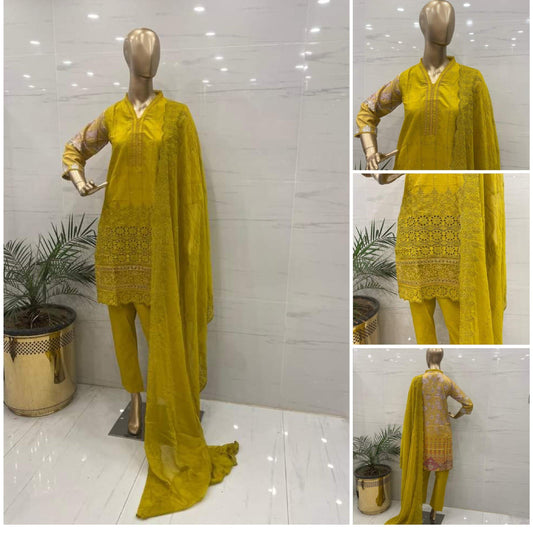 Corn ChickenKari Embroidered 3Pcs Suits - (CKC303)