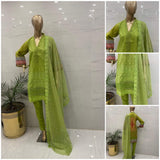 Green ChickenKari Embroidered 3Pcs Suits - (CKG306)