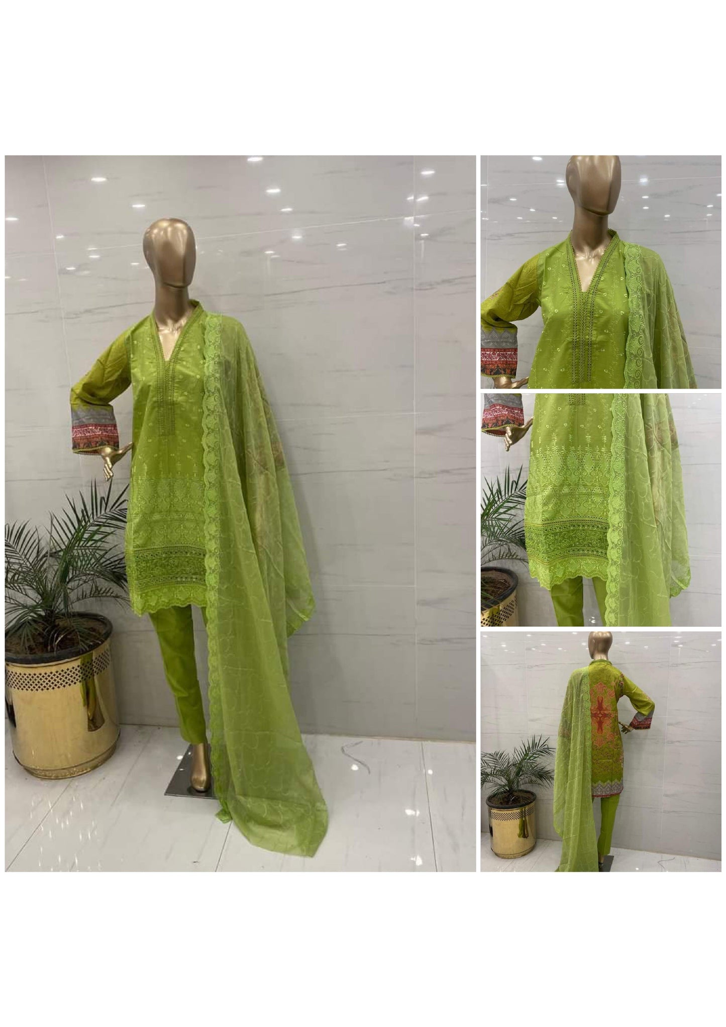 Chicken Kari Embroidered 3Pcs Suits - (ED0315)