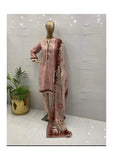 Biege Viscose Printed 3Pcs Suits - (VPB305)