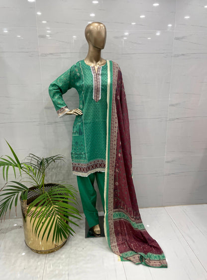 Trendy Airjet Printed Lawn Suit 3PCs - (AP3011)