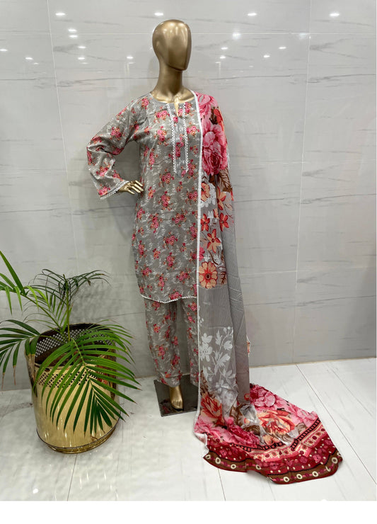 RoseGold Printed Airjet Lawn Suit 3PCs - (ALRG034)