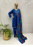 NavyBlue Printed Airjet Lawn Suit 3PCs - (ALNB033)