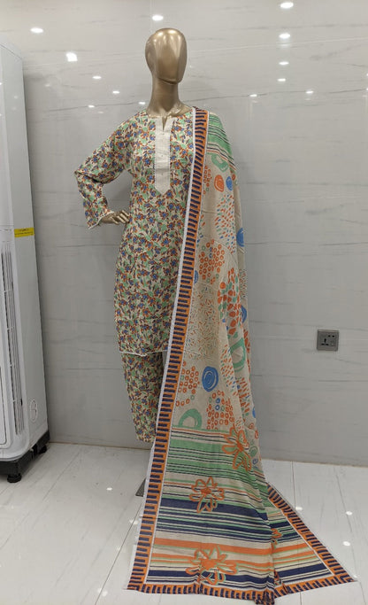 Stitched Premium Floral Printed Lawn 3Pcs Suit – (FLF303)