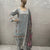 Grey 3 PCs CHIKANKARI LAWN SUIT - (CKG038)