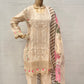 Beige 3 PCs CHIKANKARI LAWN SUIT - (CKB037)