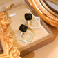 Diamond Halo & Onyx Square Earrings